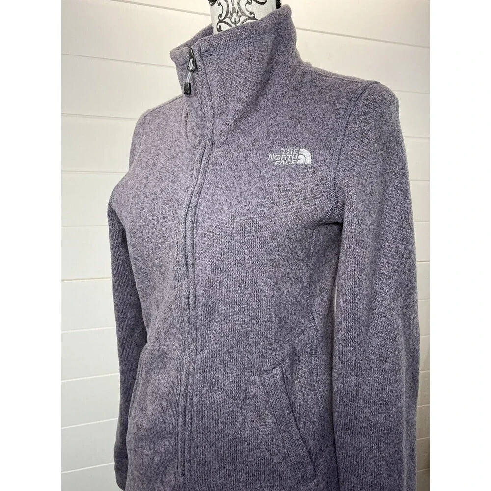 The North Face Knit Fleece Jacket Womens Lavender S Zip Front Pockets CorpCore - Picture 2 of 13